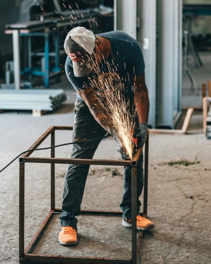 A frame being welded